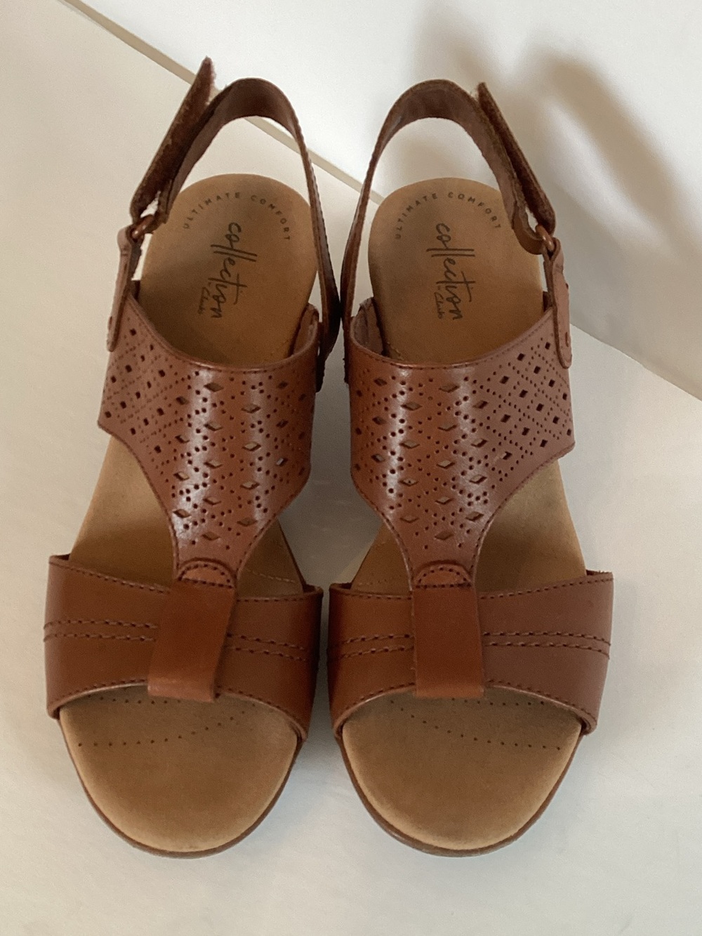 Clarks Brown Perforated Leather Slingback Sandals